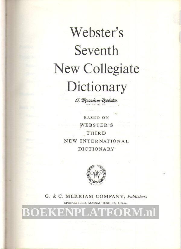 Webster's Seventh New Collegiate Dictionary | BoekenPlatform.nl