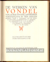 De werken van Vondel, register