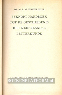Beknopt handboek tot de geschiedenis der Nederlandse letterkunde