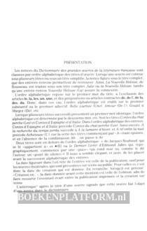 Dictionnaire des grandes oeuvres de la litterature Francaise