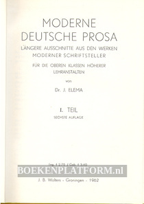 Moderne Deutsche Prosa 1