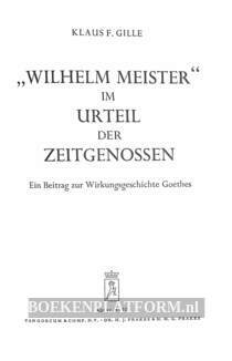 Wilhelm Meister im Urteil der Zeitgenossen